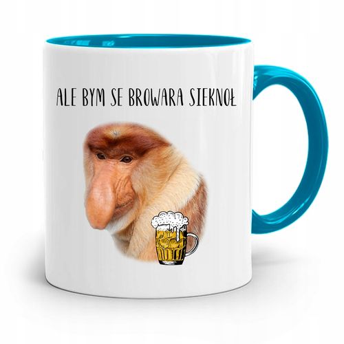 Kubek Błękitny Nosacz Janusz Ale Bym Se Browara Z Nadrukiem Ze Zdjęciem na Arena.pl