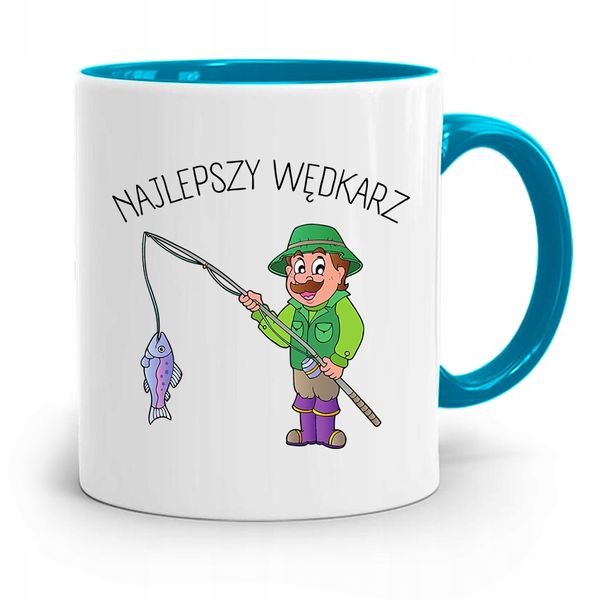 Kubek Błękitny Wędkarza Rybak Najlepszy Wędkarz Z Nadrukiem Ze Zdjęciem zdjęcie 1