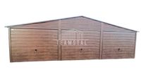 GARAŻ BLASZANY 9m x 6m poziom - dwuspad 3x Brama uchylna - ciemny orzech TS258 9x6