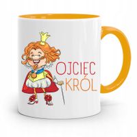 Kubek Żółty Prezent Na Dzień Ojca Ojciec Król Z Nadrukiem Ze Zdjęciem