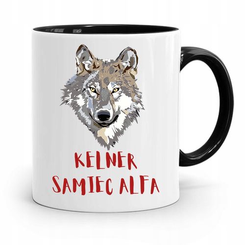 Dla Kelnera Kubek Czarny Kelner Samiec Alfa Z Nadrukiem Ze Zdjęciem na Arena.pl