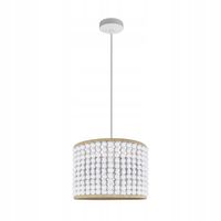 Lampa wisząca biała koraliki drewniane okrągła nad stół 30 cm Polux