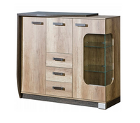 Nowoczesna Komoda Witryna Lewa 130 cm Dąb Canyon + Arusha ROMEK DL