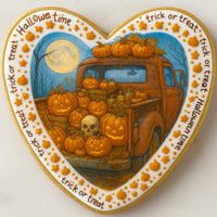 CIASTKO LUKROWANE GHOST NIGHT CAR ROZ.M SERCE HALLOWEEN RĘCZNIE ROBIONE