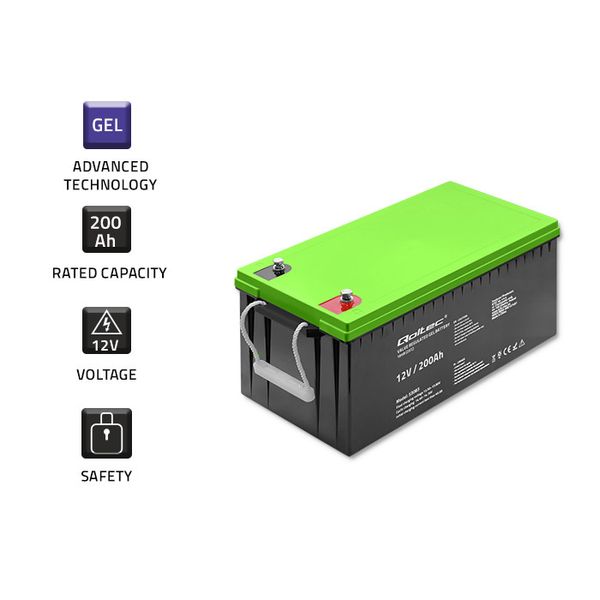 Qoltec Akumulator żelowy 12V 200Ah GEL zdjęcie 3