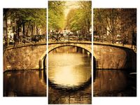 70 90CM OBRAZ 3 ELEM MOST AMSTERDAMIE ŚCIENNY DRUK PŁÓTNO