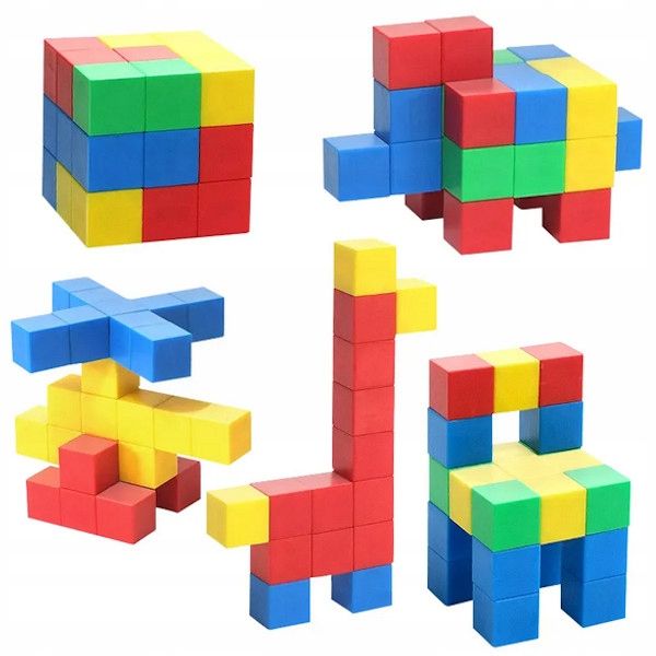 Klocki magnetyczne edukacyjne KOSTKI SZEŚCIANY Zestaw 64 el. magnesy zdjęcie 9
