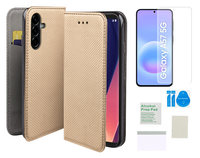 Etui z klapką do SAMSUNG GALAXY A57 5G smart magnet złoty + folia TPU
