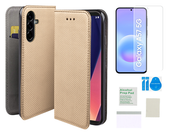Etui z klapką do SAMSUNG GALAXY A57 5G smart magnet złoty + folia TPU