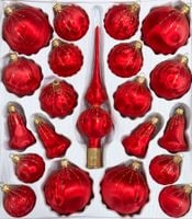 Bombki szklane Zestaw 21 sztuk Ręcznie zdobione. Produkt polski (czerwony)