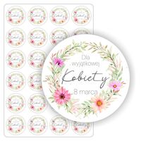 NAKLEJKI koleżanek DZIEŃ KOBIET pracy szkoły przedszkola 24szt. 5cm