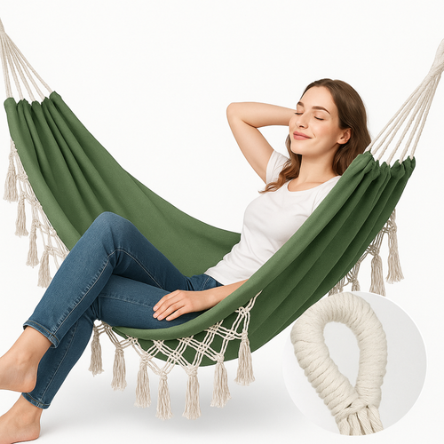 Hamak boho makrama - zielony na Arena.pl