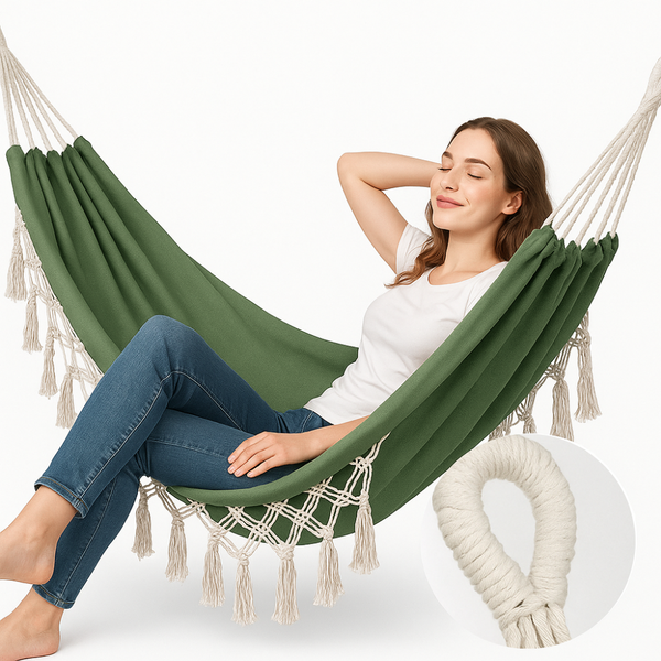Hamak boho makrama - zielony zdjęcie 3