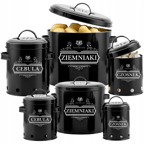 KOMPLET 3 POJEMNIKI METALOWE NA PRZECHOWYWANIE CEBULI CZOSNKU ZIEMNIAKÓW na Arena.pl