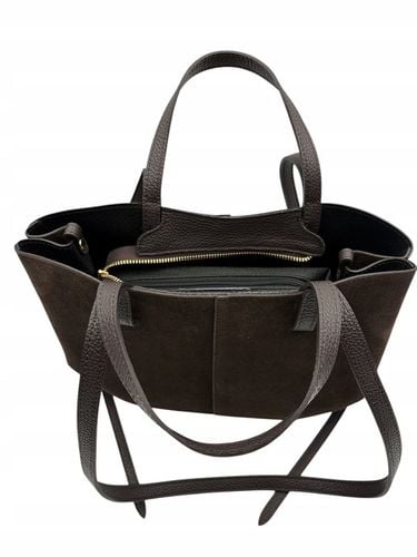 Czekoladowa zamszowa torebka brązowa shopper XL ZAMSZ NATURALNY łódka na Arena.pl