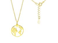 Elegancki pozłacany srebrny naszyjnik gwiazd celebrytka kula ziemska mapa świata srebro 925 Z1726N