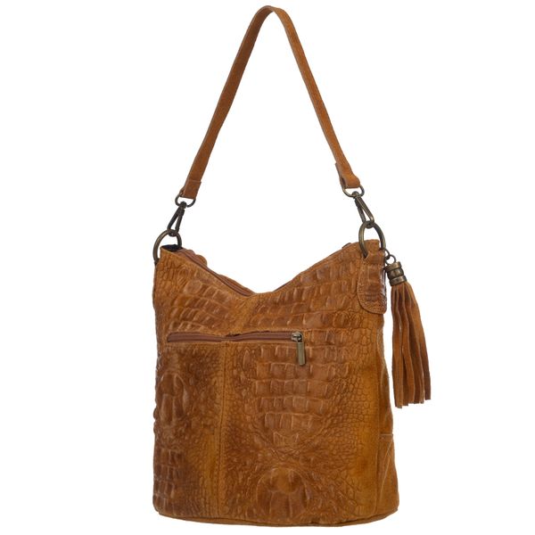 VERA PELLE torebka zamszowa listonoszka z frędzelkiem V479 c.jeansowa zdjęcie 5