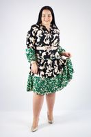 Sukienka we wzory z falbanką Noelle Czarno-beżowa UNI