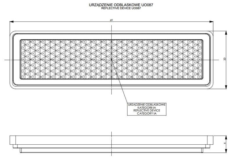 Odblask przyklejany biały 69x19 (UO087) zdjęcie 2