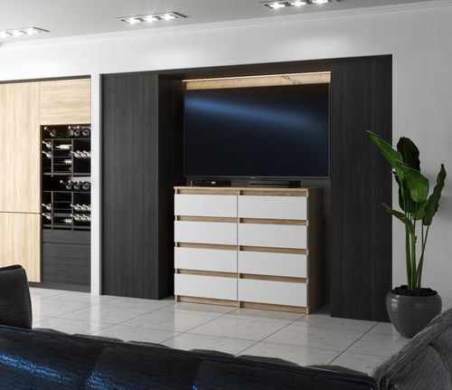 Komoda Do Sypialni Dąb Sonoma Biały Mat Hugo Pojemna Szafka Rtv Salon 120cm na Arena.pl