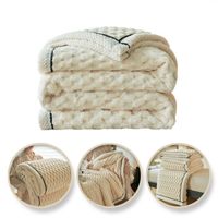 mięciutki koc xl plusz 180x200cm gruby miękki narzuta kremowy koc16