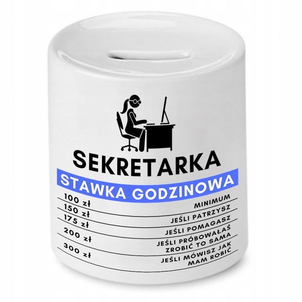 Skarbonka Dla Sekretarki Stawka Godzinowa Prezent Z Nadrukiem Ze Zdjęciem zdjęcie 1
