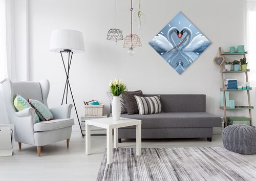 Zegar Ścienny - Łabędzie Serce  - 60X60 Cm - C3Ad60X60-3541 na Arena.pl