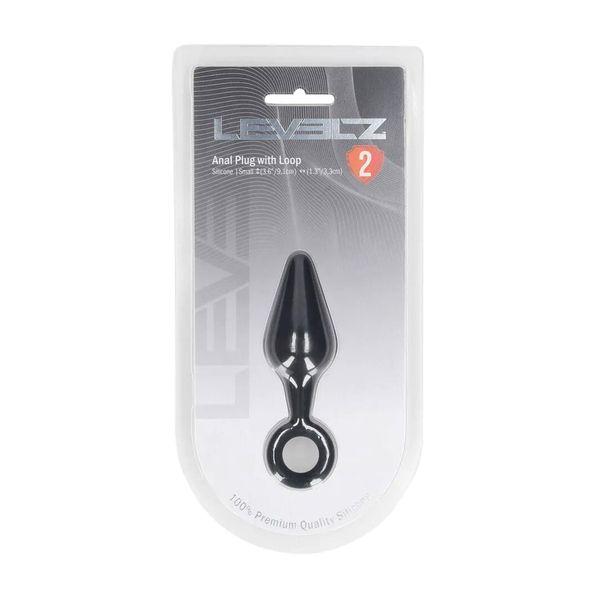 Silicone Anal Plug With Loop - S - Black zdjęcie 2