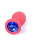 Plug-Jewellery Red Silicon Plug Medium- Blue Diamond
