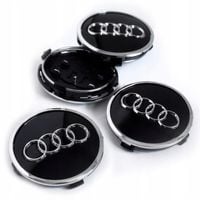 DEKIELKI ZAŚLEPKI KAPSLE ZNACZKI FELG do AUDI 69 MM CZARNE 4 SZT.