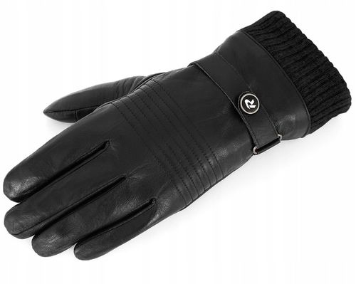 RĘKAWICZKI REVERSE SKORZANE MĘSKIE CZARNE ZE ŚCIĄGACZEM SKÓRA NAT. na Arena.pl