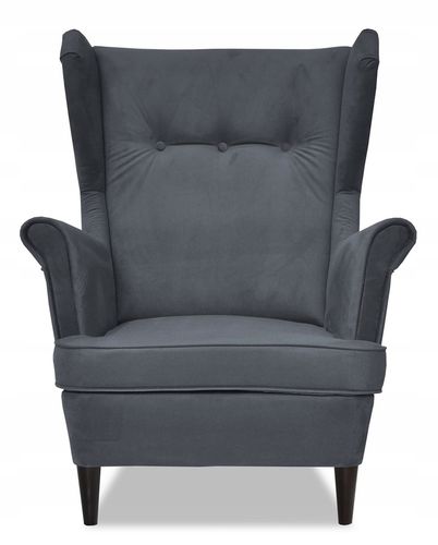 Fotel uszak ARI z podnóżkiem, skandynawski Family Meble szary antracyt na Arena.pl