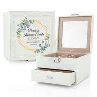 Kuferek szkatułka na biżuterię dla dziewczynki na Komunię z nadrukiem