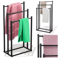 Stojak łazienkowy trzy ramiona loftowy czarny metalowy uchwyt wieszak loft