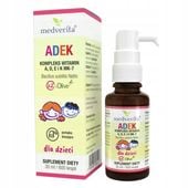 MEDVERITA ADEK KROPLE DLA DZIECI 30 ML WSPARCIE ODPORNOSCI I KOŚCI