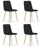 Krzesło do salonu welurowe czarne KARA aksamitne do kuchni jadalni x4