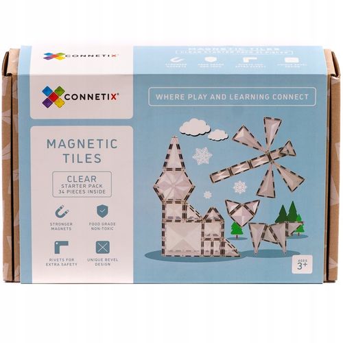 Connetix 34 el. startowe klocki magnetyczne Clear Starter transparentne na Arena.pl
