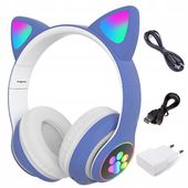 BEZPRZEWODOWE SŁUCHAWKI USZY KOTA KOCIE LED RGB