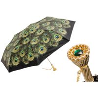 Luksusowy Parasol Pasotti Pawie Pióra Kryształ Handmade Włochy Składany