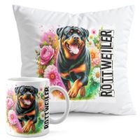 ZESTAW KUBEK + PODUSZKA DRUK - PIES PSY PIESEK RASA ROTTWEILER