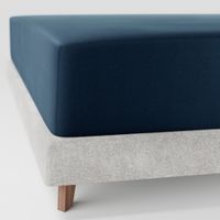 Prześcieradło z gumką 90x200 GRANATOWE satynowe PAN MATERAC 100% bawełna