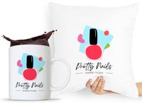 Zestaw Poduszka + Kubek Kosmetyczki Makijażystki Z Nadrukiem Ze Zdjęciem