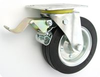 KOŁO METAL-GUMA 180MM OBUDOWA SKRĘTNA+HAMULEC 55H - KL180 SKR HA