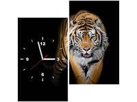 60X60CM ZEGAR TYGRYS OBRAZ DREWNO ŚCIAN KWADRAT