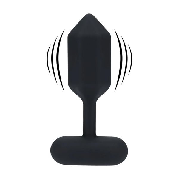 Hexagonal Vibrating Silicone Anal Plug - L - Black zdjęcie 1