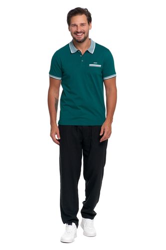 Koszulka Polo Męska Bawełniana Polówka Modna Premium ZIELONY MORAJ - M na Arena.pl