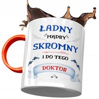 Kubek Pomarańczowy Dla Doktora Ładny Mądry Z Nadrukiem Ze Zdjęciem