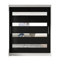 Szafa przesuwna Westa XIII z lustrem 150 - BIAŁY/CZARNY