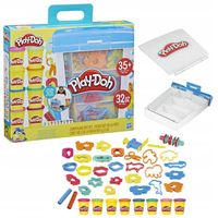 PLAY-DOH ZESTAW CIASTOLINA 8 TUB 35 AKCESORIÓW I NARZĘDZI WALIZKA