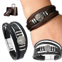 Bransoletka Skórzana Męska Włoska Gruba Elegancka Bransoleta Na Rękę